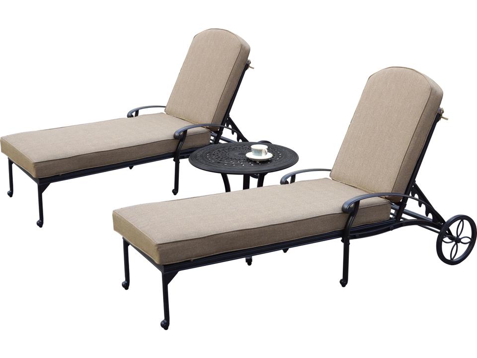 Elisabeth 3-Piece Cast Aluminum Patio Chaise Lounge Set Antique Bronze