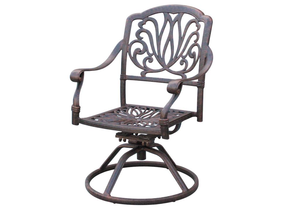 Elisabeth Cast Aluminum Swivel Rocker Dining Armchair in Antique Bronze