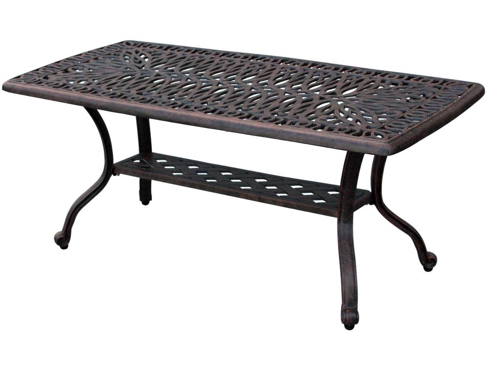Elisabeth 42-Inch Rectangular Cast Aluminum Coffee Table in Antique Bronze