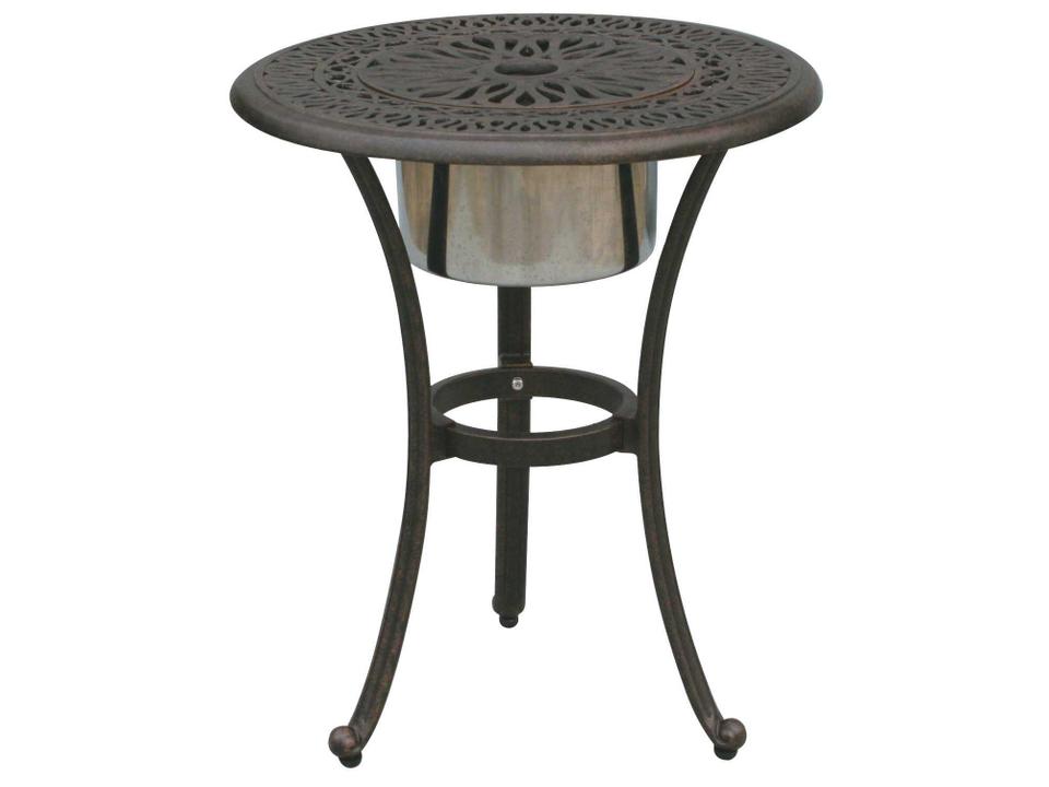 Elisabeth Cast Aluminum Round End Table with Ice Bucket in Antique Bronze