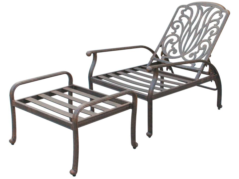 Elisabeth Cast Aluminum Adjustable Club Chair and Ottoman in Antique Bronze