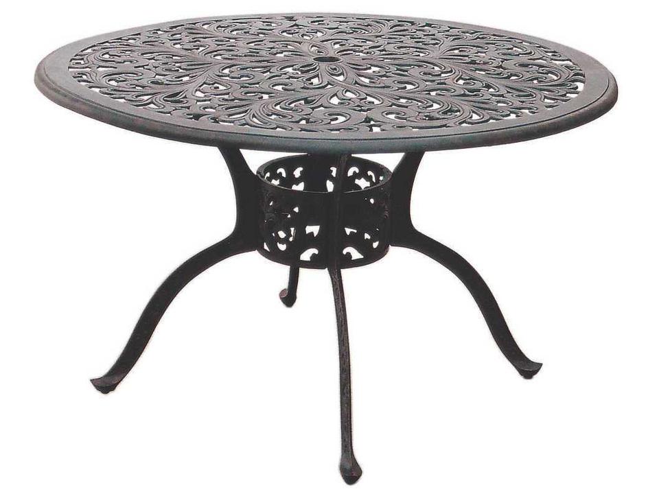 Darlee Series 80 48-Inch Round Cast Aluminum Dining Table in Antique Bronze