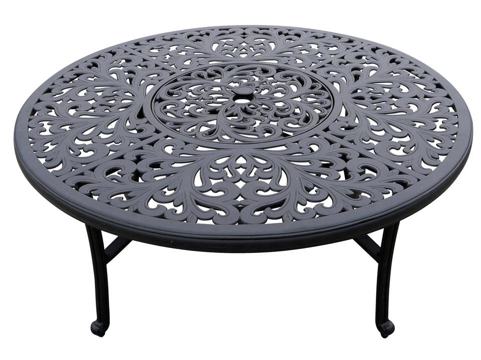 Series 80 52-Inch Round Tea Table with Ice Bucket in Antique Bronze Cast Aluminum