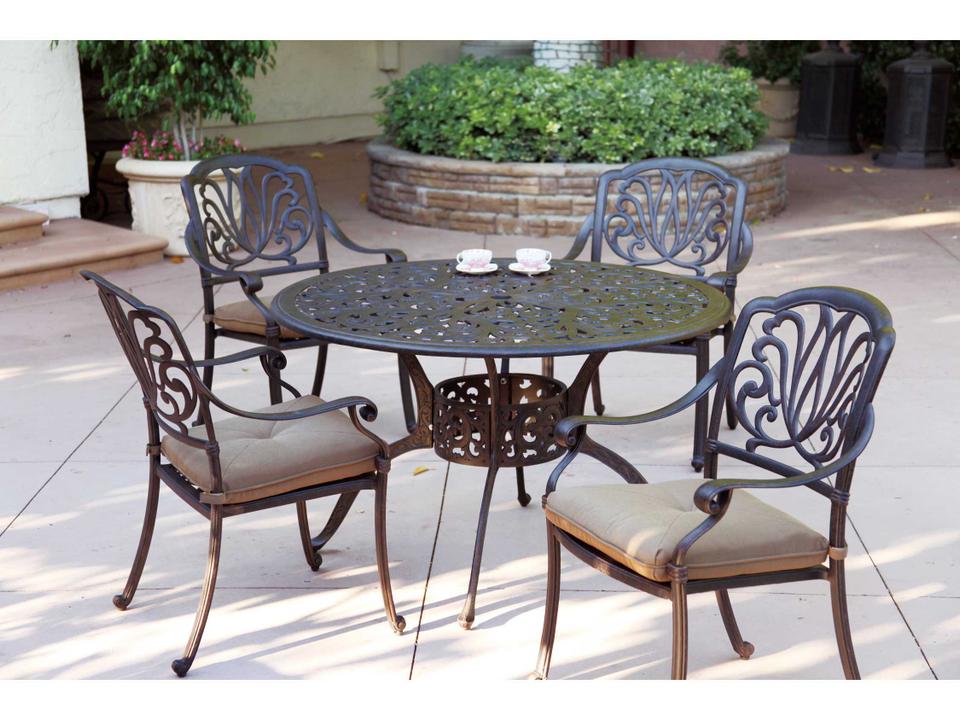 Elisabeth Casual Cushion Antique Bronze Cast Aluminum Dining Set