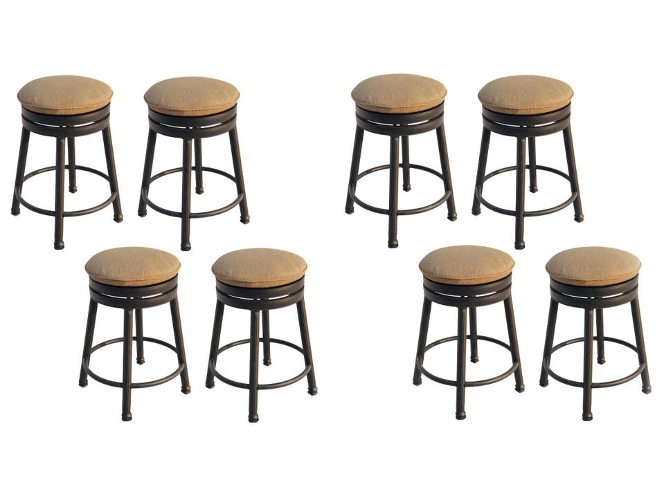 Backless Cast Aluminum Round Swivel Bar Stool with Seat Cushion Set of 8