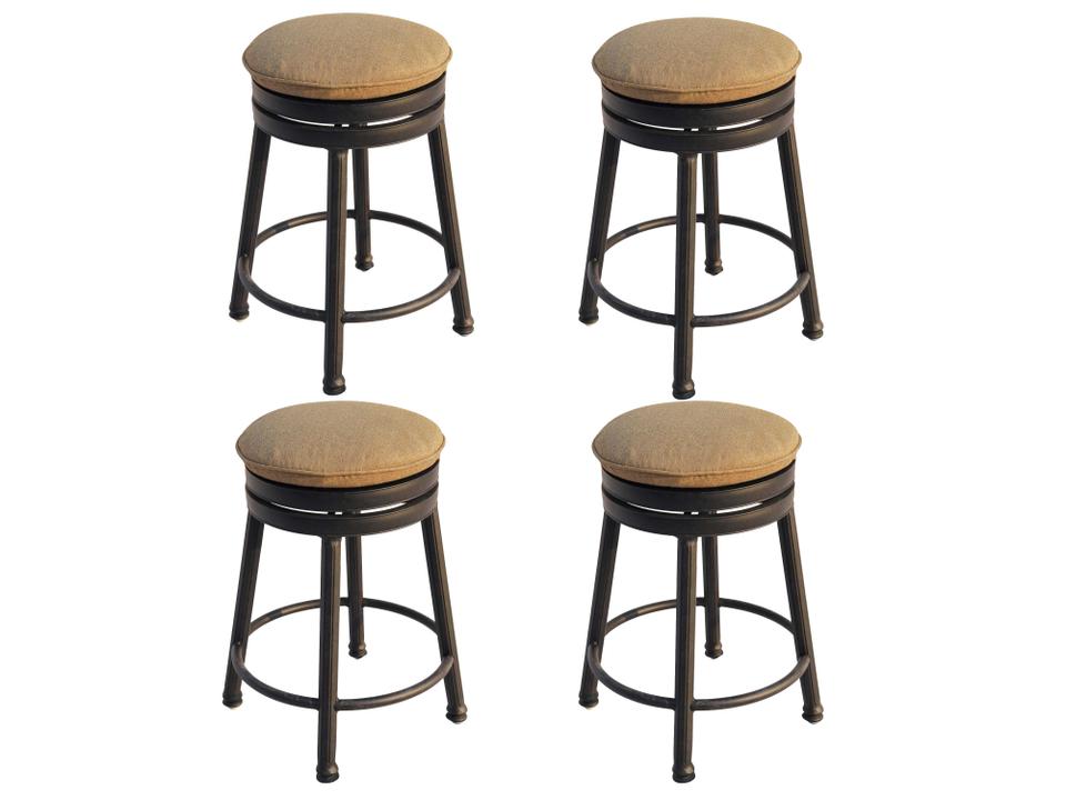 Backless Counter Height Swivel Stool Set with Sesame Cushions