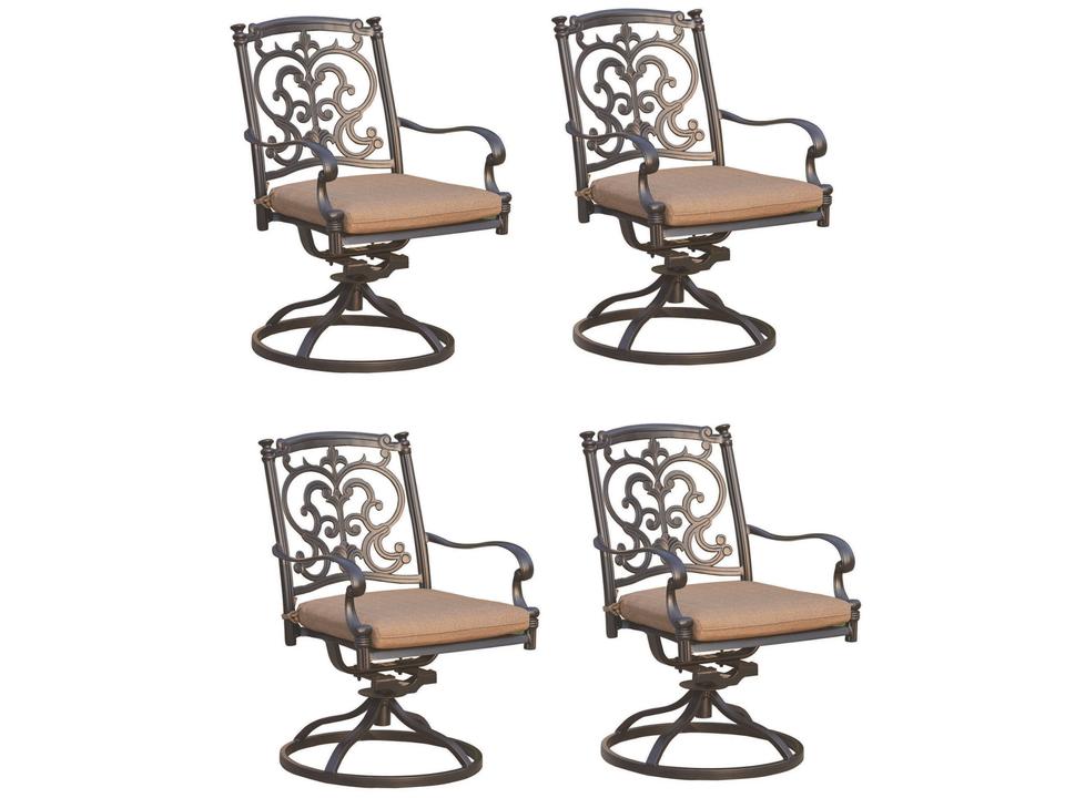 Santa Barbara Cast Aluminum Antique Bronze Swivel Rocker Dining Arm Chair Set of 4