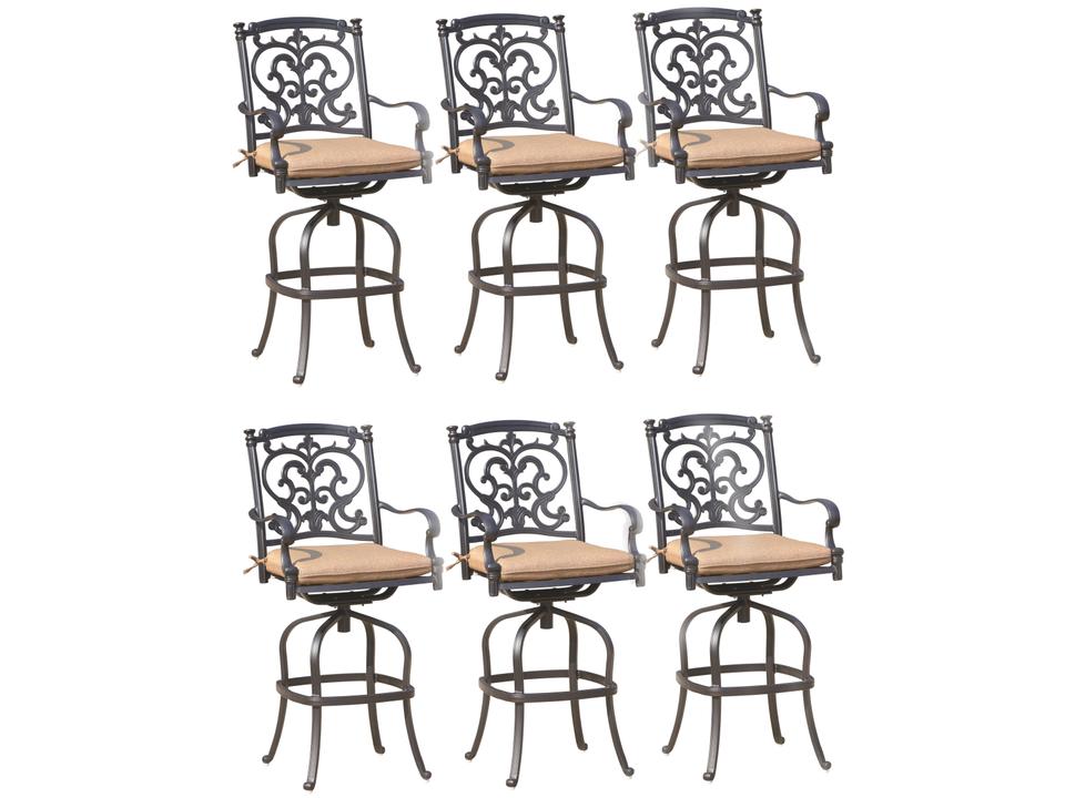 Santa Barbara Cast Aluminum Antique Bronze Swivel Bar Stool Set of 6