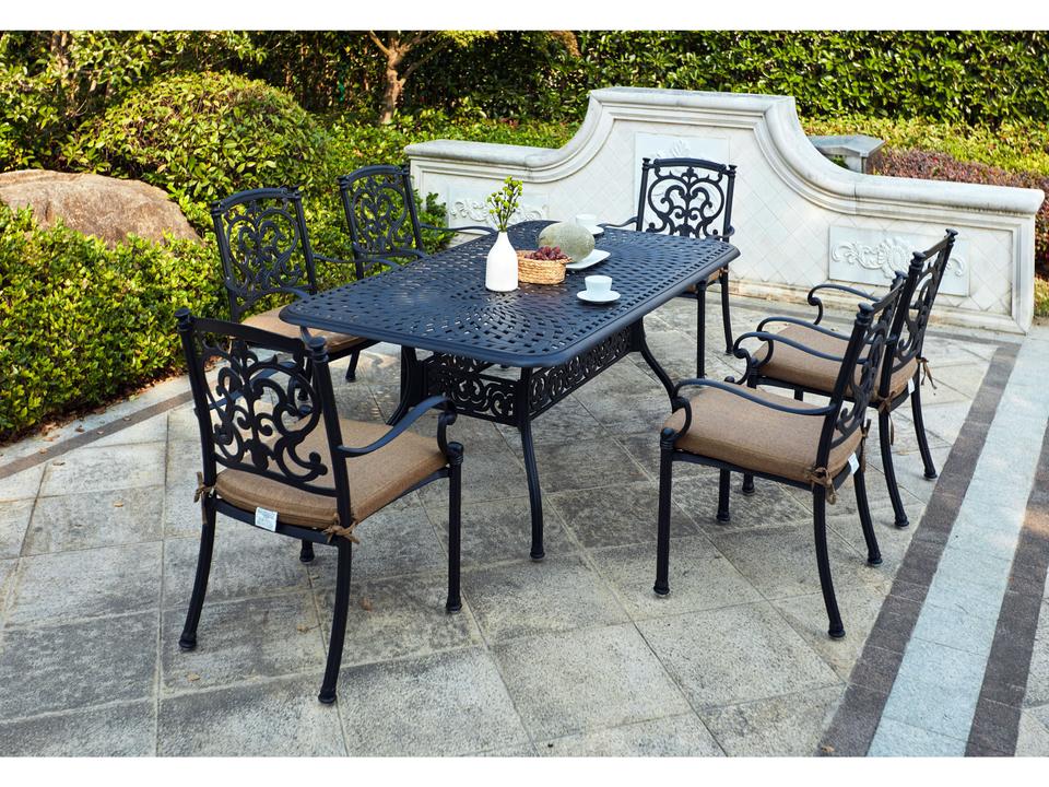 Darlee Santa Barbara Cast Aluminum Antique Bronze 7 Piece Dining Set