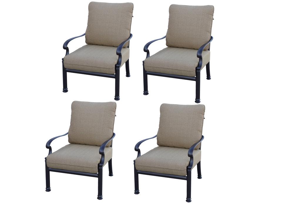 Santa Barbara Cast Aluminum Antique Bronze Lounge Chair Set of 4