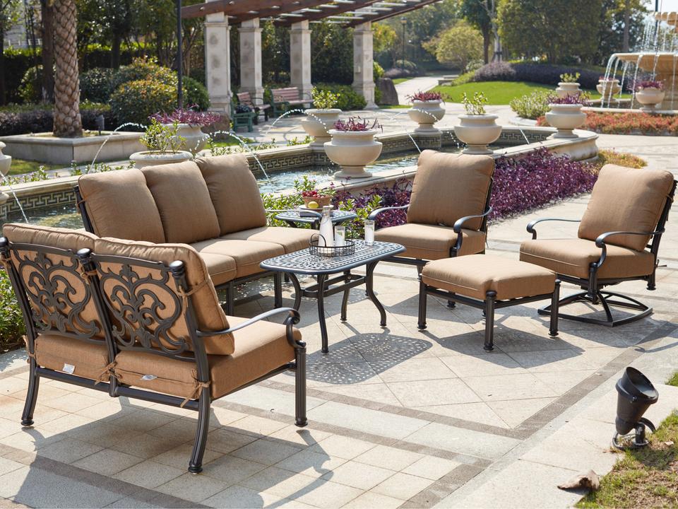 Santa Barbara 7-Piece Cast Aluminum Outdoor Lounge Set Antique Bronze