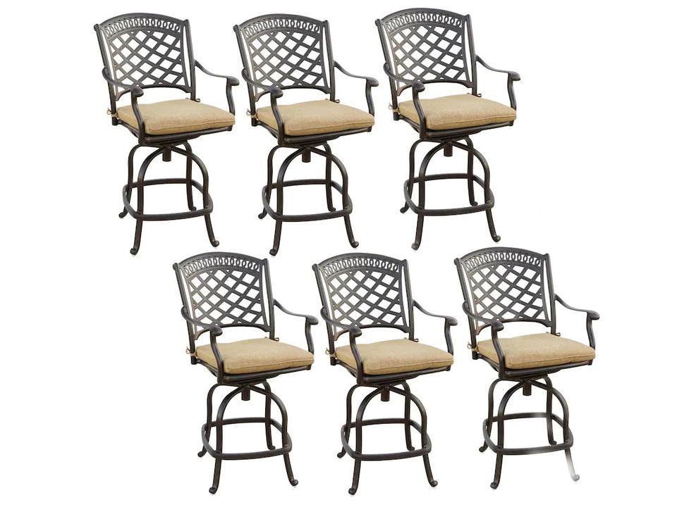Sedona Cast Aluminum Antique Bronze Swivel Bar Height Stool Set of 6