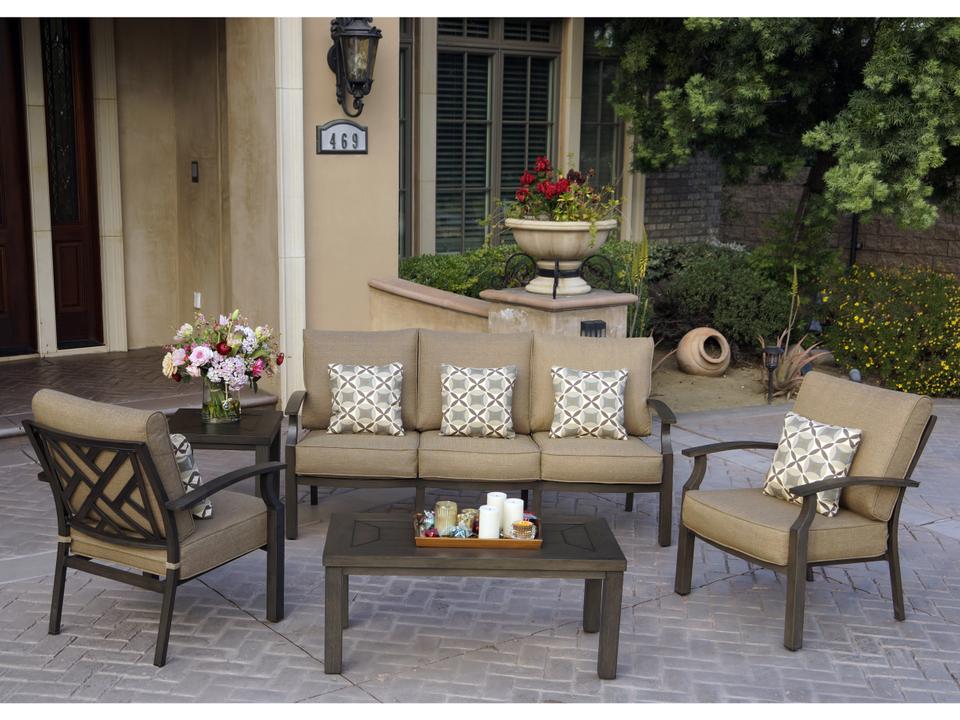 Brooklyn 5 Piece Cast Aluminum Lounge Set in Multibrown
