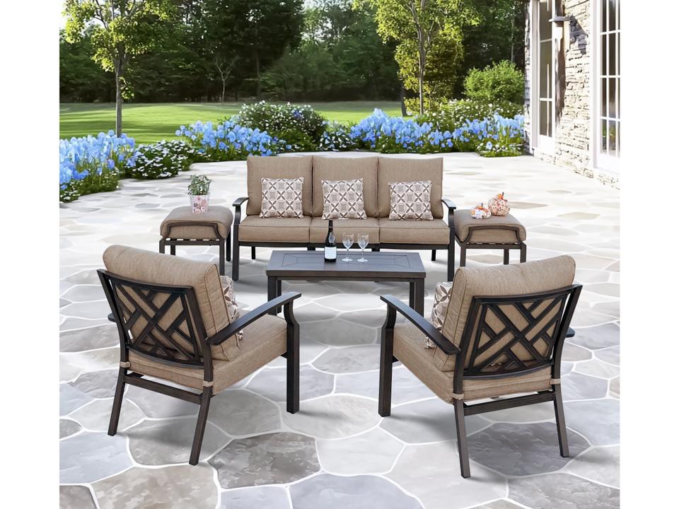 Brooklyn 6-Piece Aluminum Conversation Set in Multi-Brown