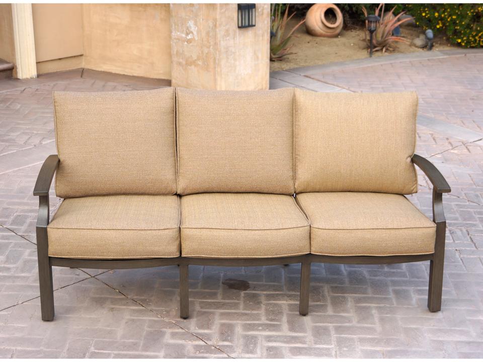 Brooklyn 3 Person Aluminum Sofa with Cushions in Multi-Brown