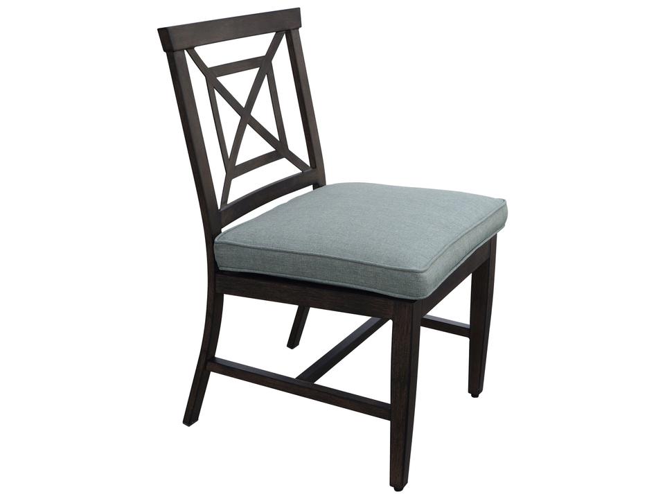Atlantis Walnut Aluminum Cushion Dining Chair in Spa