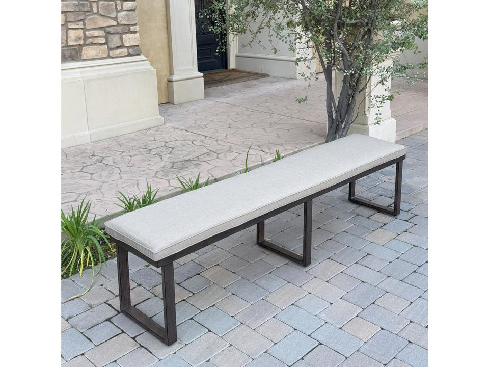 Atlantis 3-Person Aluminum Patio Bench with Beige Cushion