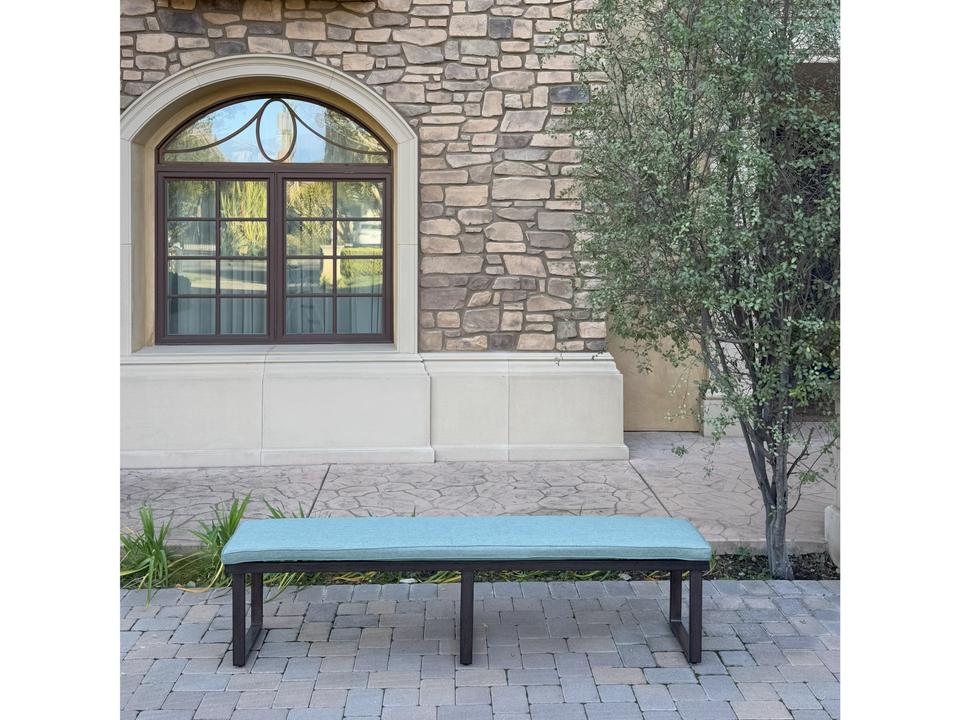 Atlantis 3-Person Patio Bench with Spa Cushion in Walnut