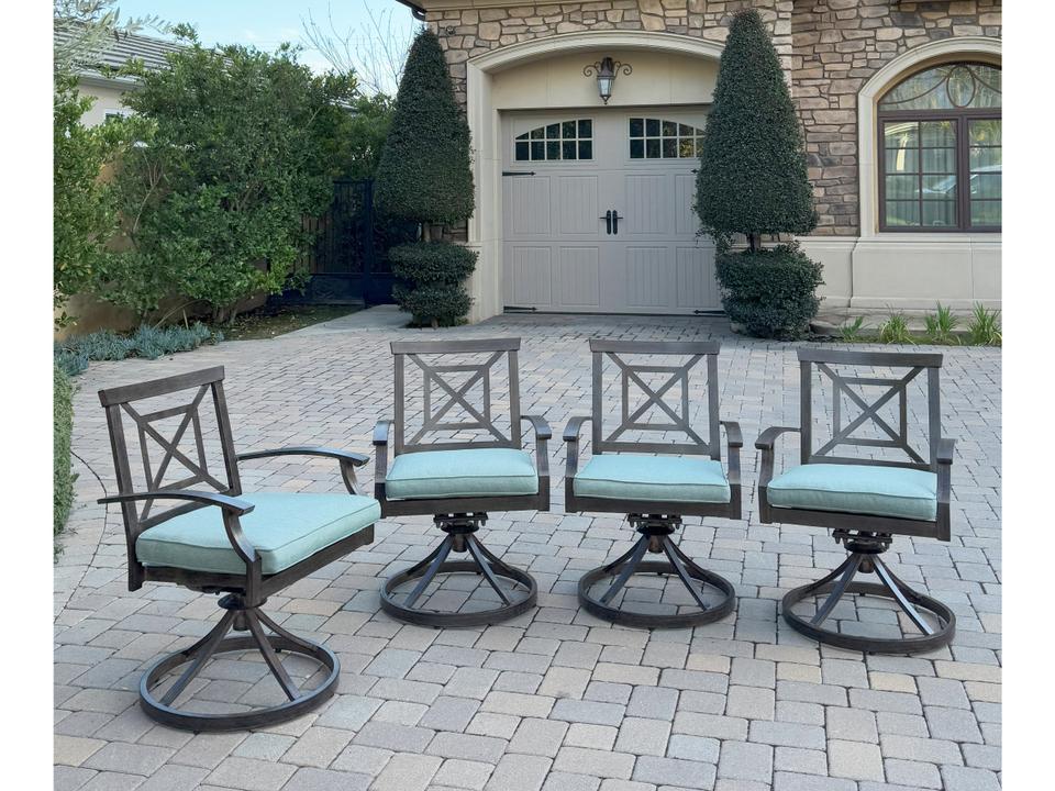 Atlantis Aluminum Patio Swivel Rocker Chair with Cushion ( set of 4 )