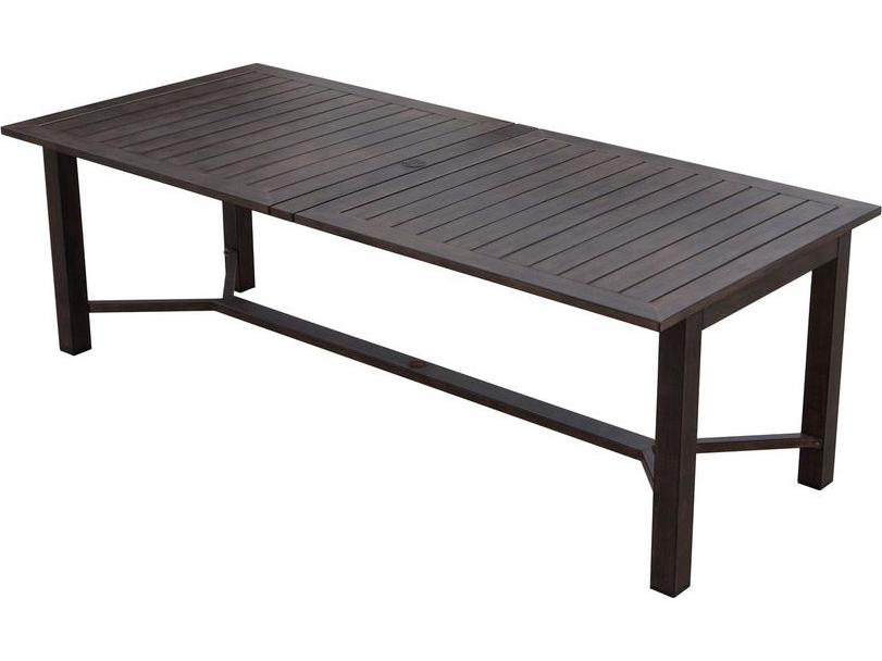 Atlantis Walnut Aluminum Rectangular Umbrella Hole Dining Table