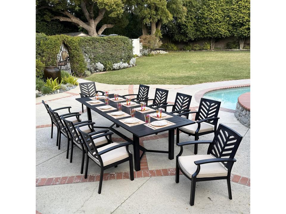Palm Springs 11-Piece Antique Bronze Cast Aluminum Extendable Dining Set