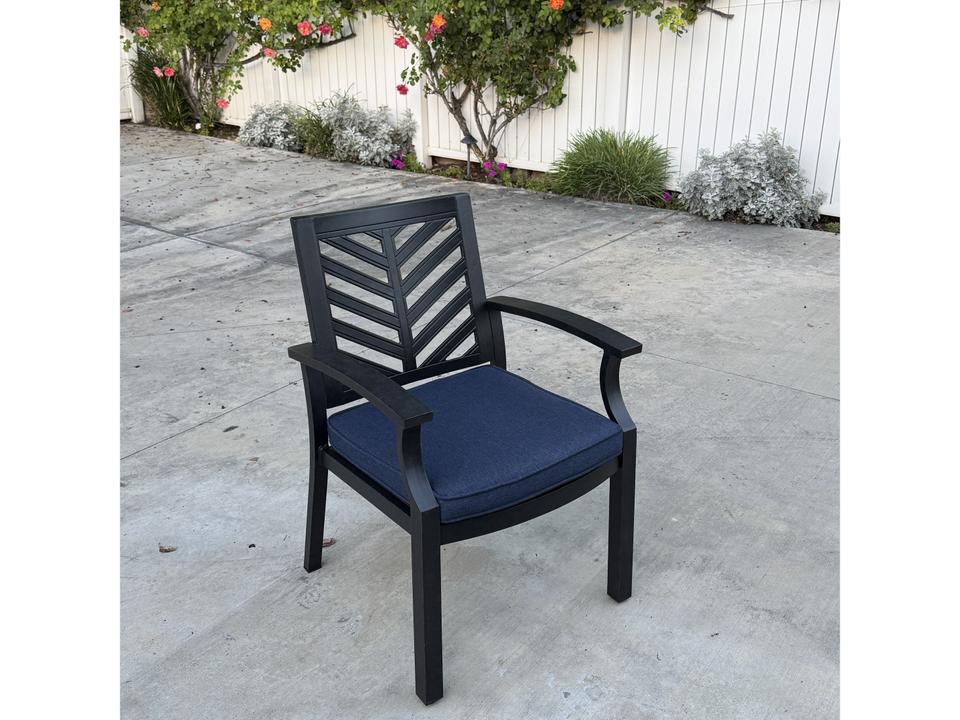 Palm Springs Cast Aluminum Cushion Dining Armchair in Antique Bronze