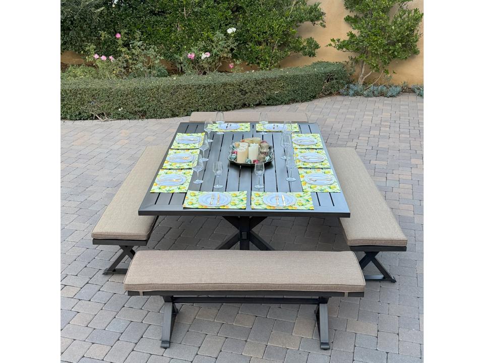 Darlee Brooklyn Aluminum 5-Piece Dining Set with 88-Inch Rectangular Table