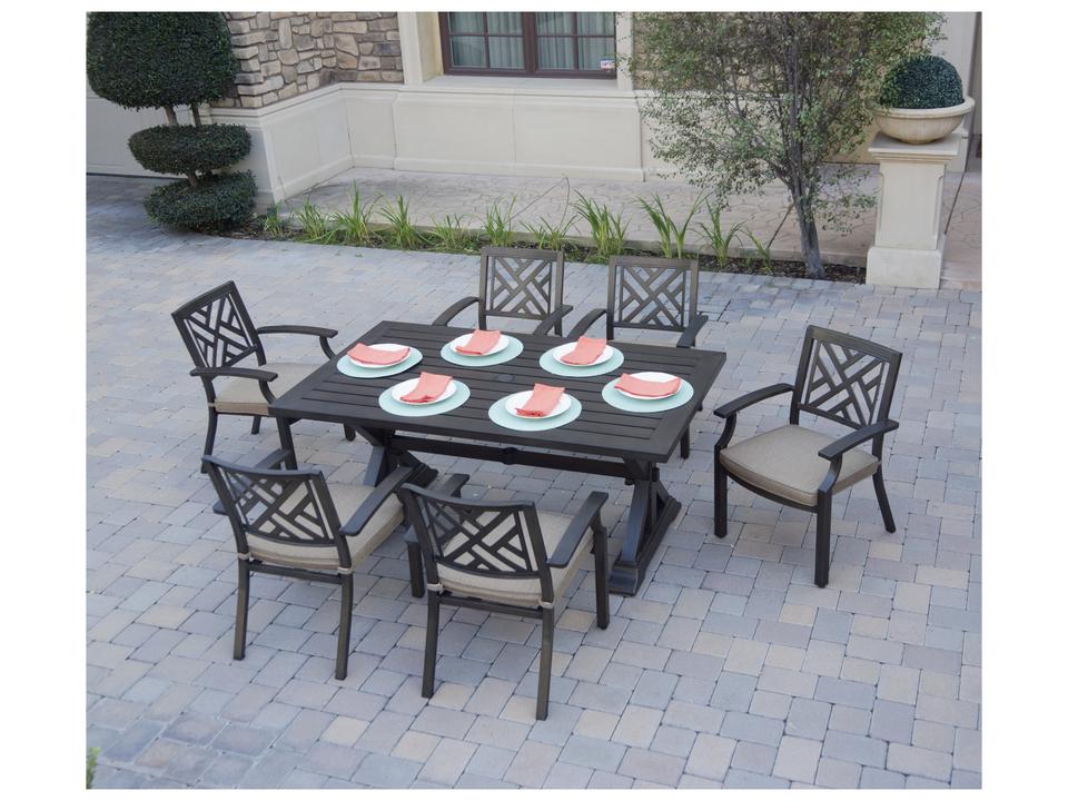 Brooklyn 67-Inch x 39-Inch Cast Aluminum 7 Piece Dining Set in Multibrown