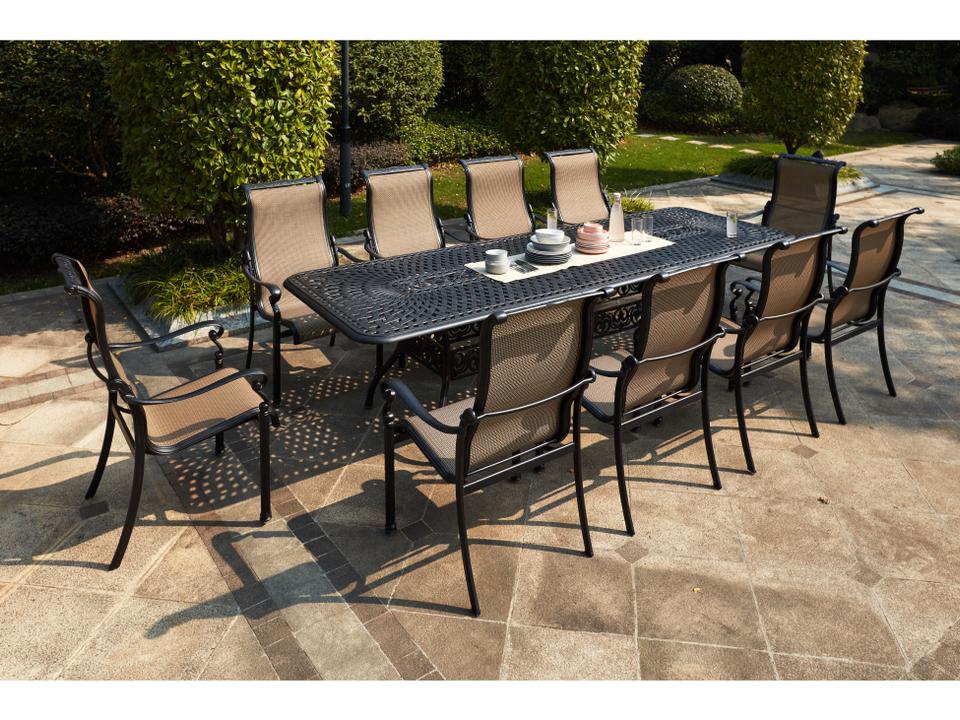 Monterey 11 Piece Cast Aluminum Sling Dining Set Antique Bronze