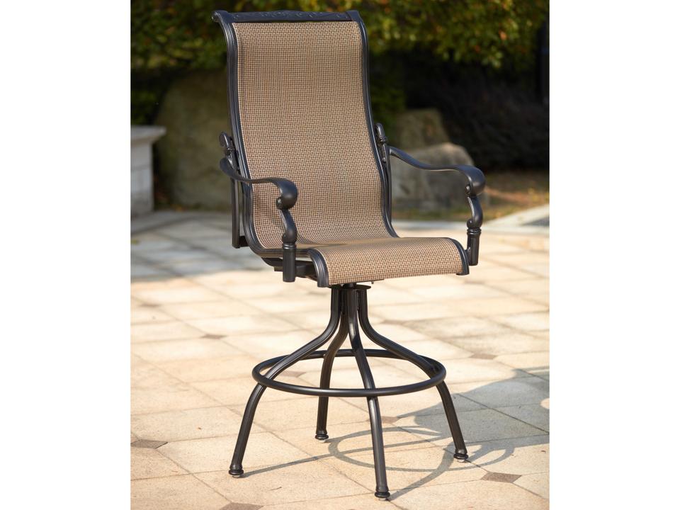 Monterey Sling Cast Aluminum Antique Bronze Swivel Bar Stool Set of 4