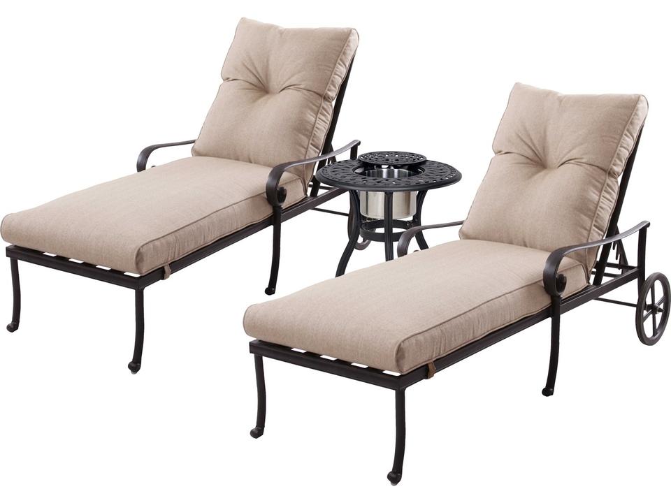 Santa Anita 3 Piece Cast Aluminum Lounge Set with Ice Bucket Insert