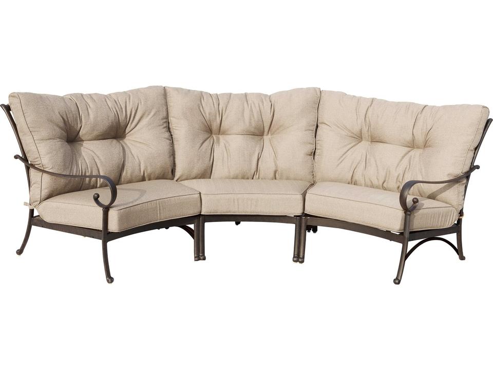 Santa Anita Cast Aluminum 3 Piece Sectional Crescent Lounge Set