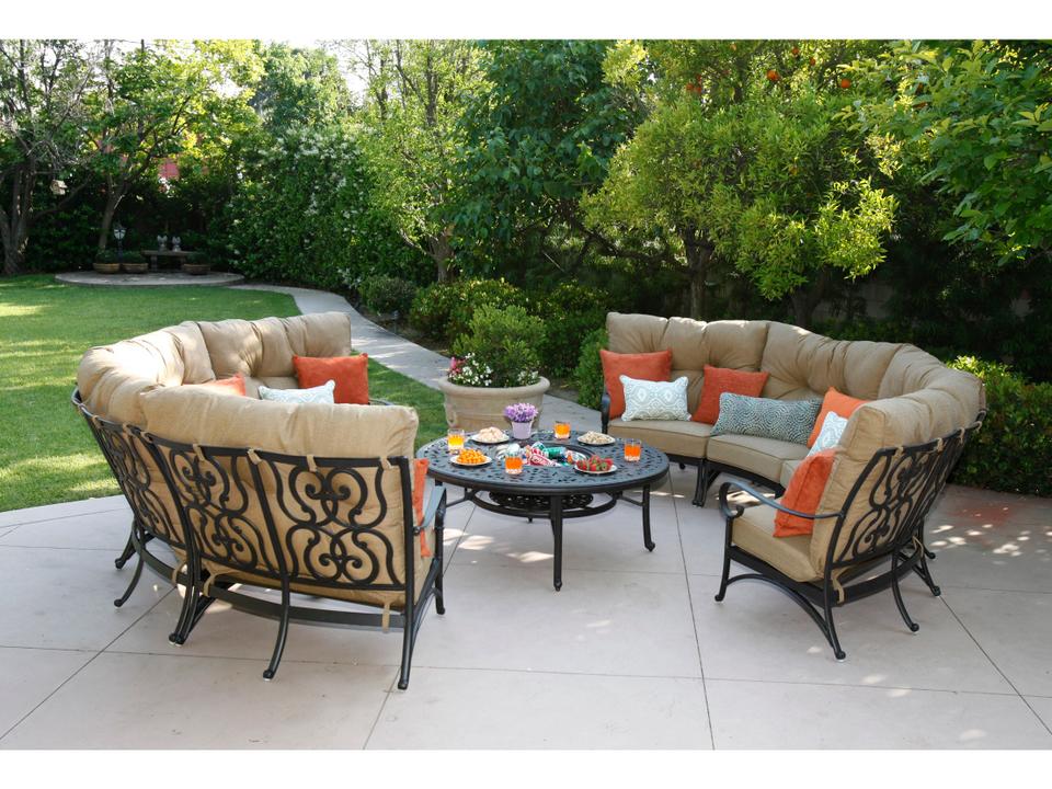 Santa Anita Cast Aluminum 4-Piece Sectional Crescent Sofa