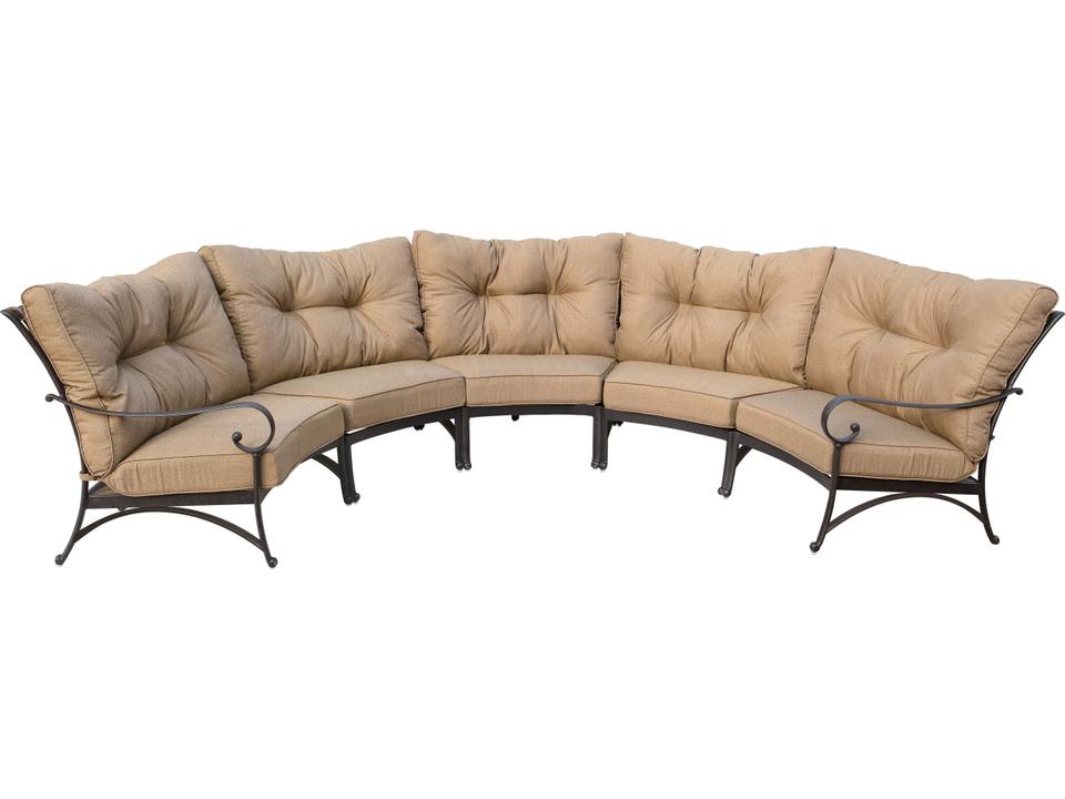 Santa Anita 5-Piece Crescent Cast Aluminum Sectional Sofa