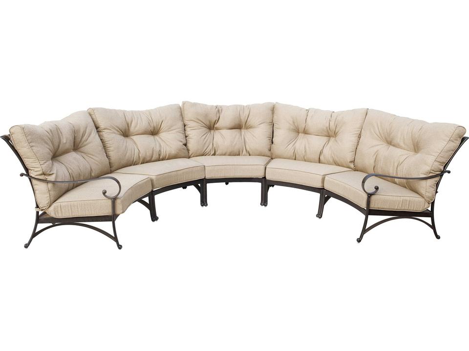 Santa Anita Cast Aluminum Antique Bronze 5 Piece Sectional Crescent Lounge Set