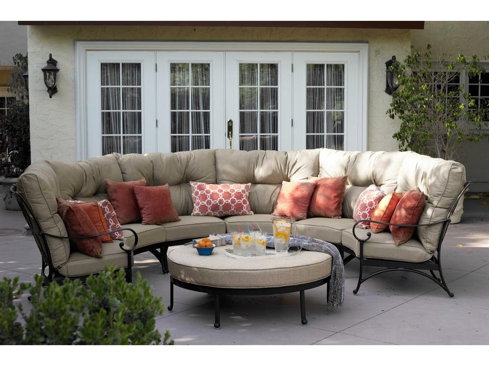 Santa Anita Cast Aluminum 6-Piece Sectional Crescent Sofa