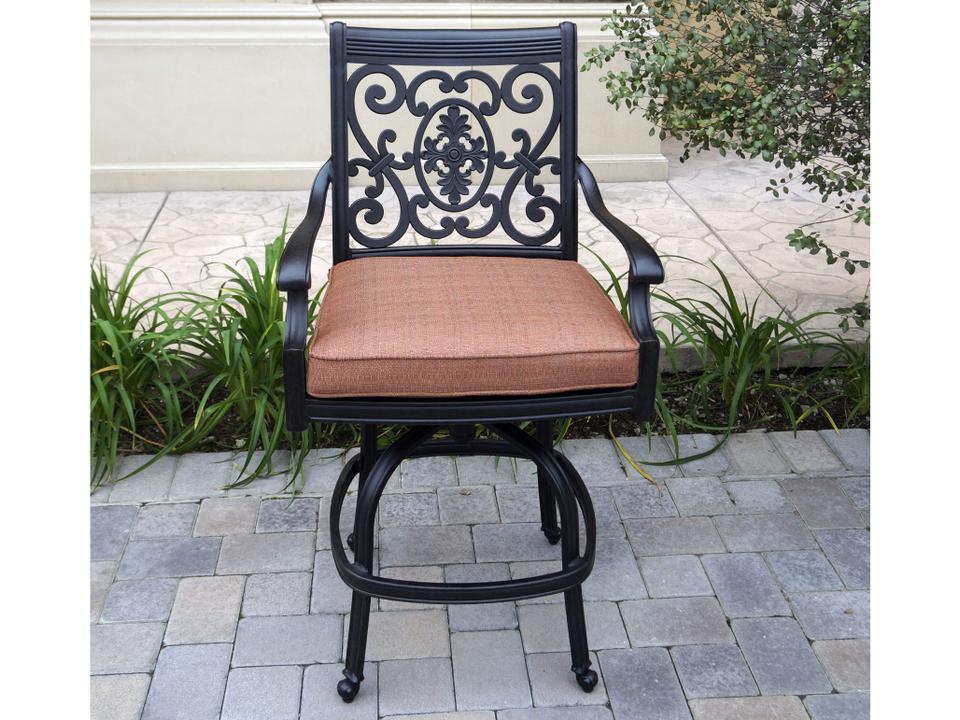 St. Cruz Cast Aluminum Antique Bronze Swivel Bar Stool Set of 6