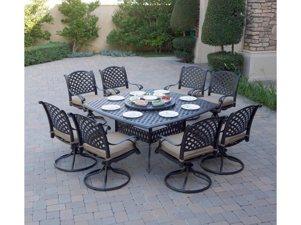 Nassau Cast Aluminum 10-Piece Patio Dining Set in Antique Bronze
