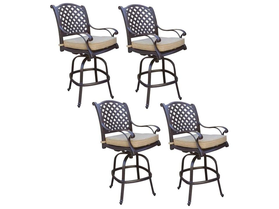 Nassau Cast Aluminum Swivel Bar Stool Set of 4 in Antique Bronze
