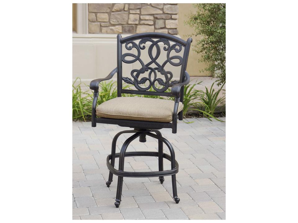 Santa Monica 4-Piece Upholstered Swivel Bar Stool Set in Antique Bronze