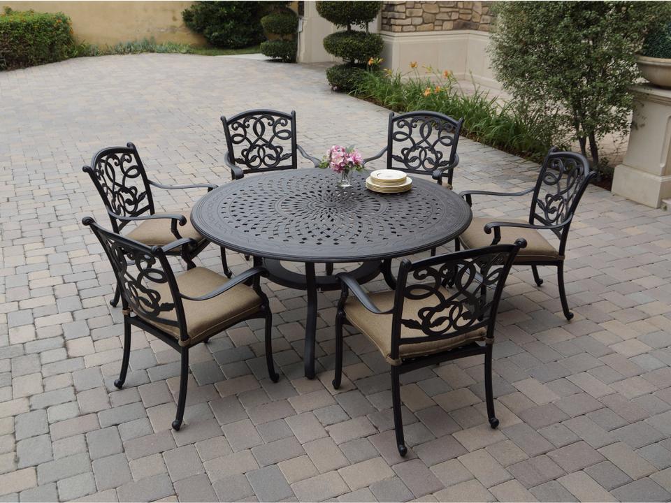 Santa Monica Cast Aluminum 7 Piece Dining Set in Antique Bronze
