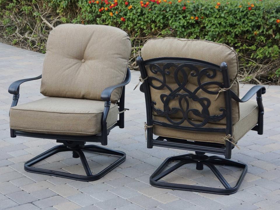 Santa Monica Cast Aluminum Antique Bronze Swivel Rocker Lounge Chair Set of 4