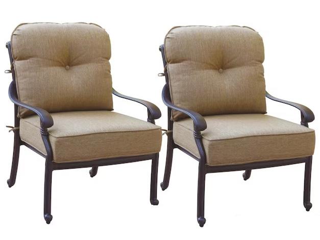 Santa Monica Cast Aluminum Club Chair with Cushions Set of 2