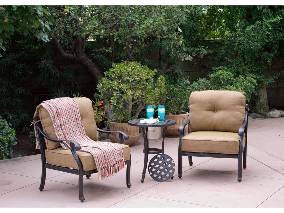 Nassau Cast Aluminum 3 Piece Lounge Set in Antique Bronze