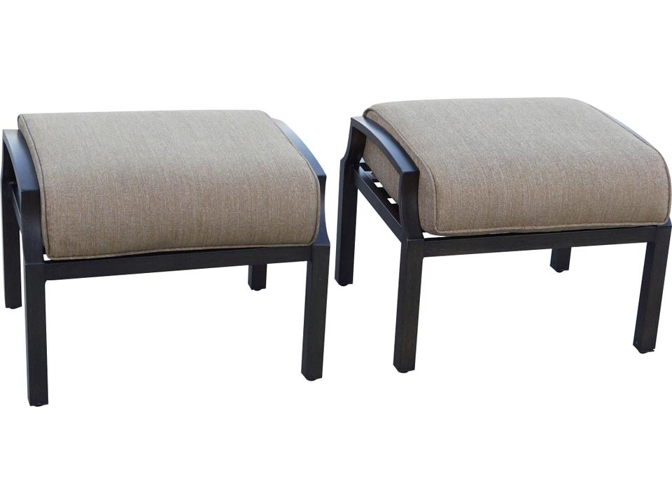 Brooklyn Aluminum Multibrown Ottoman in Sesame Cushions Set of 2