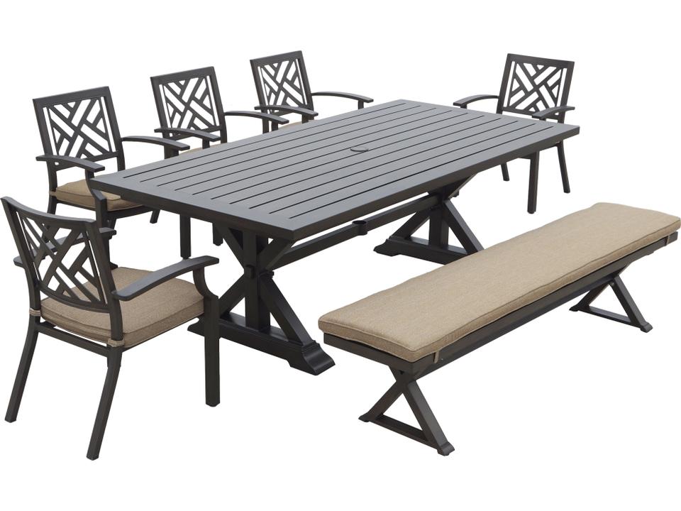 Brooklyn 79-Inch Aluminum Bench with Sesame Cushions