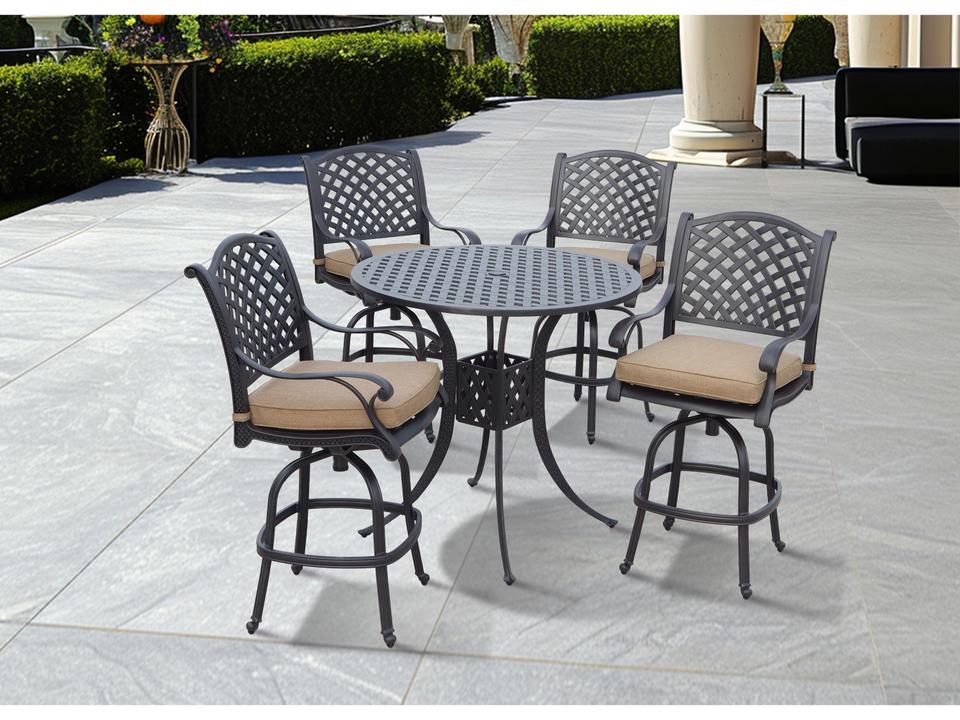 Nassau 5 Piece Cast Aluminum Bar Set in Antique Bronze