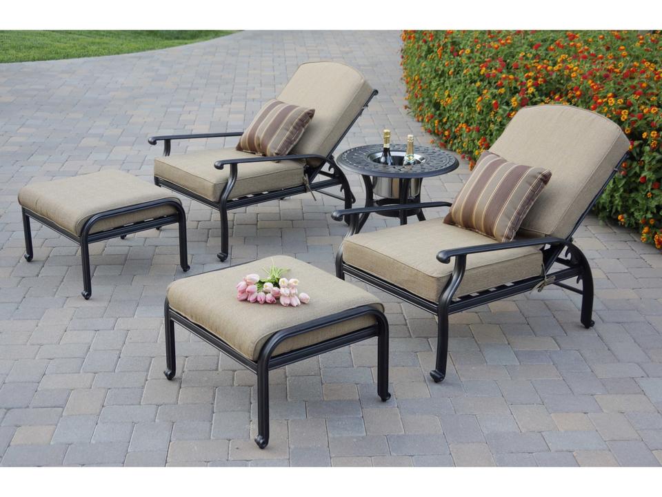 Nassau 5-Piece Cast Aluminum Lounge Set with Ice Bucket End Table