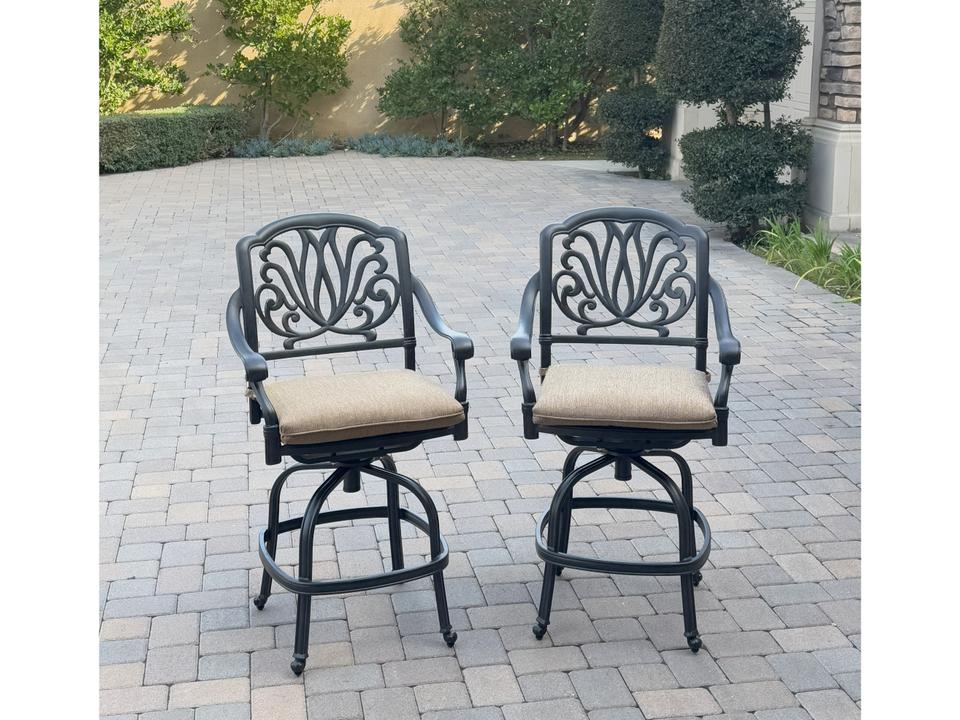 Elisabeth Counter Height Swivel Bar Stool Set of 2 Antique Bronze