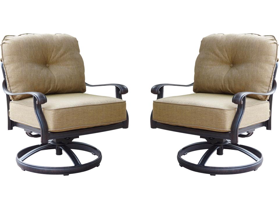 Elisabeth Cast Aluminum Swivel Rocker Club Chair with Cushions Set of 2